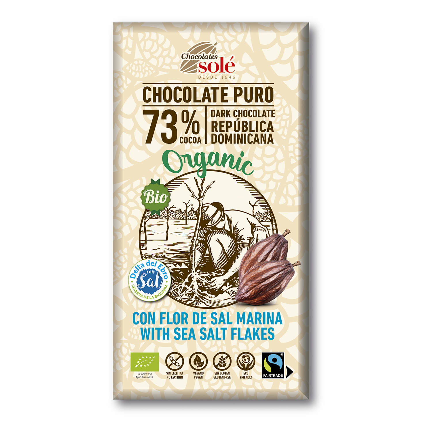 Chocolate Negro 73% Cacao con Almendras Tableta (150g) BIO