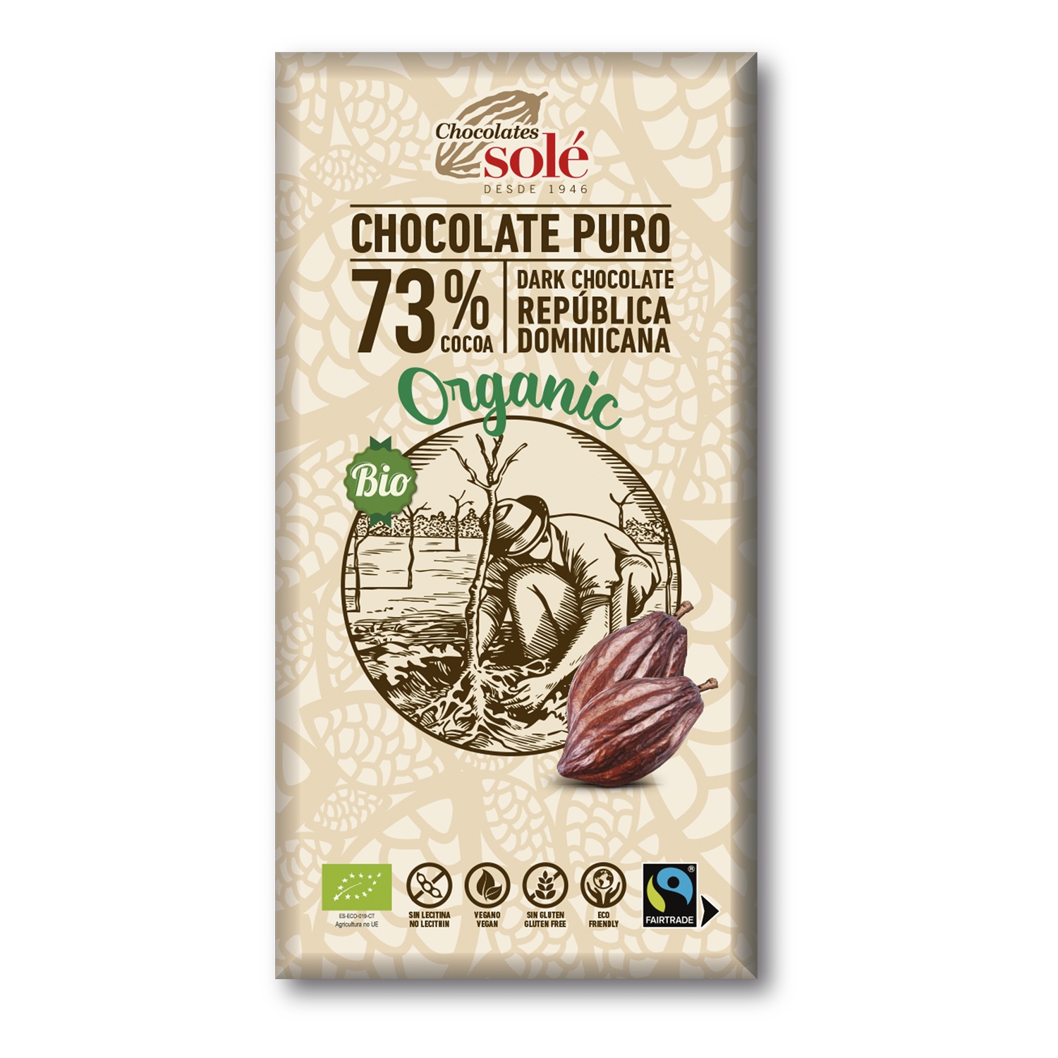 Chocolate Negro 73% Cacao Tableta (100g) BIO